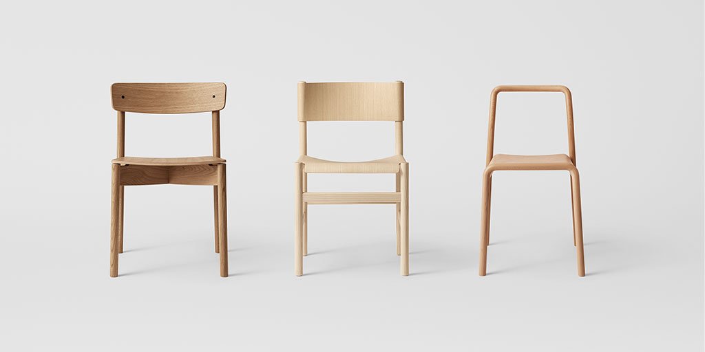 three wooden stools