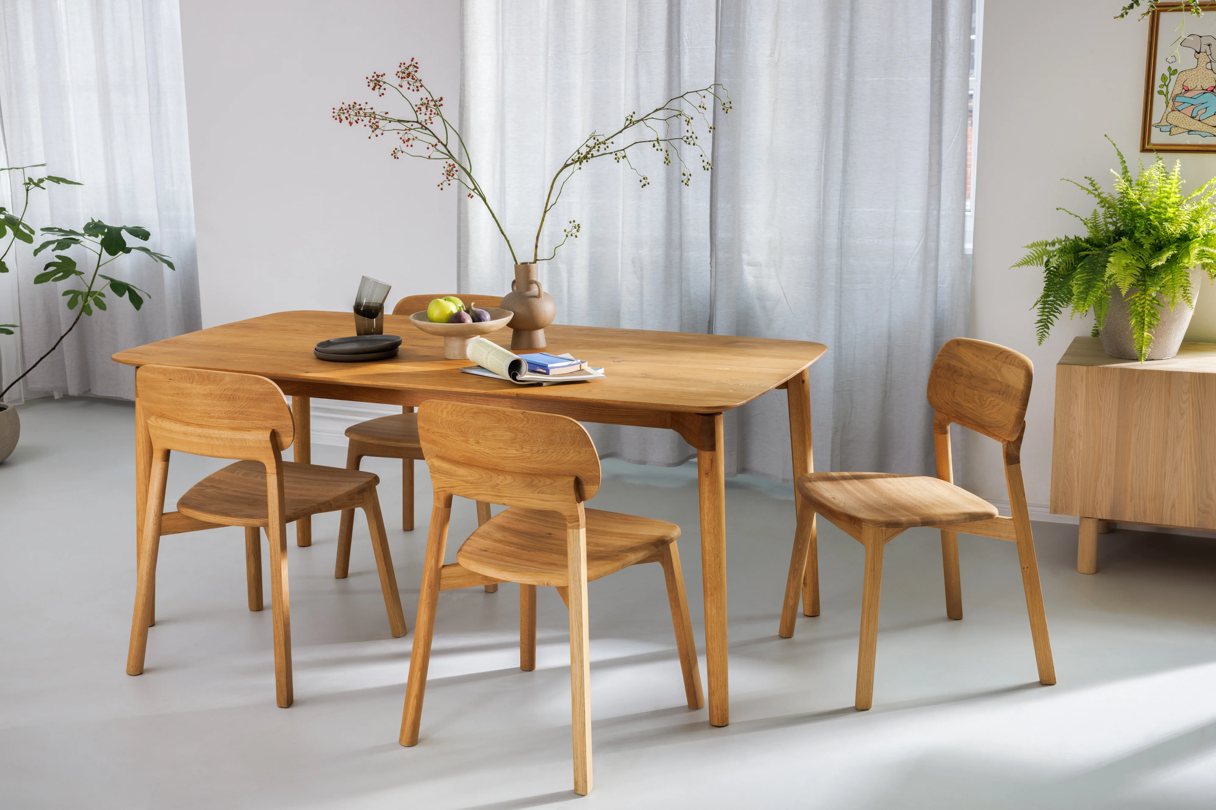 wooden dining table and chairs